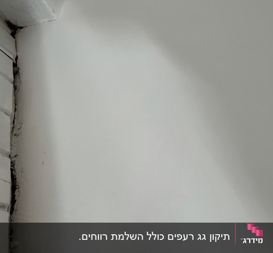 קיר עם סדקים ותקרה לבנה